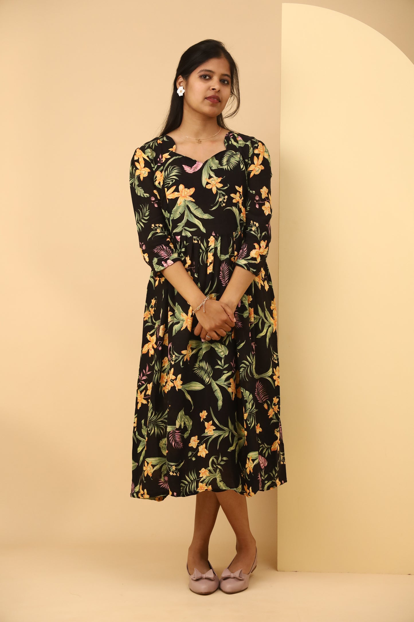 Blossom Grace Cotton Floral Maternity Dress