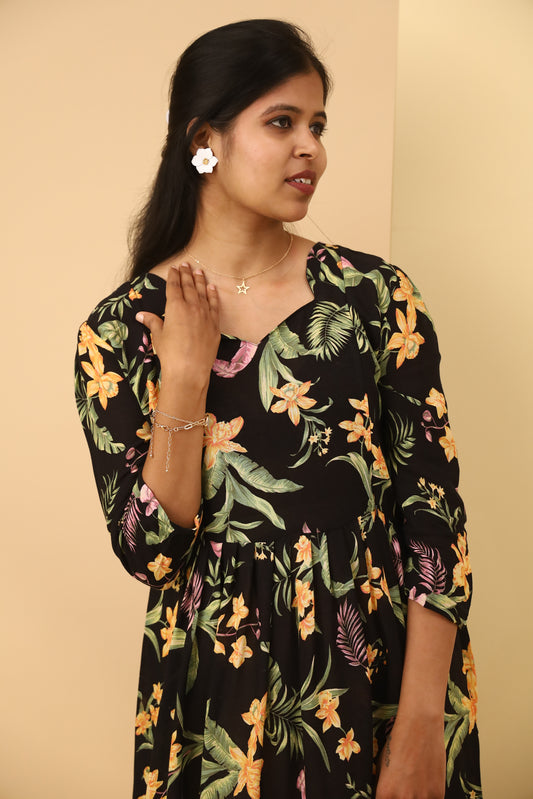 Blossom Grace Cotton Floral Maternity Dress