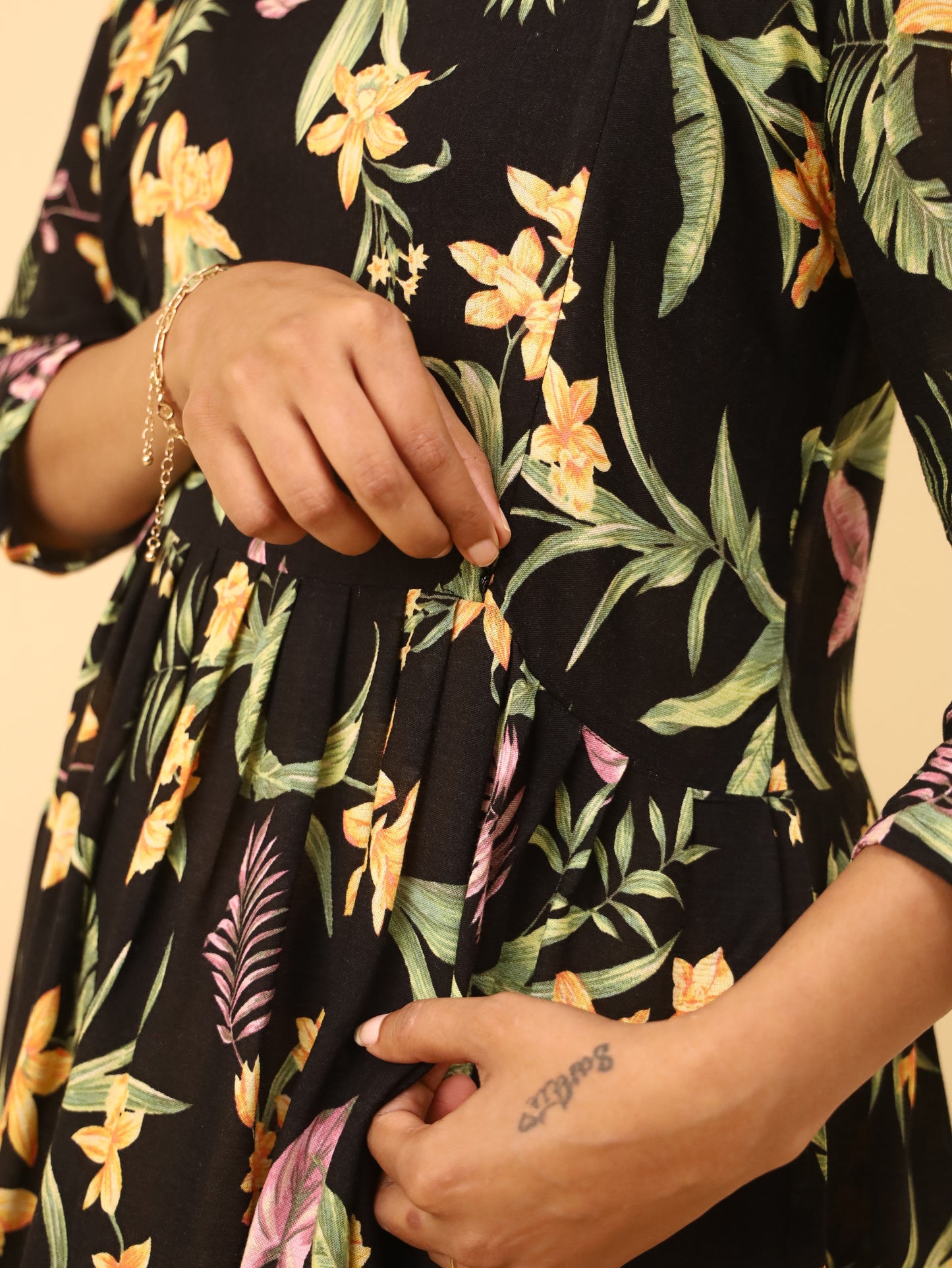 Blossom Grace Cotton Floral Maternity Dress